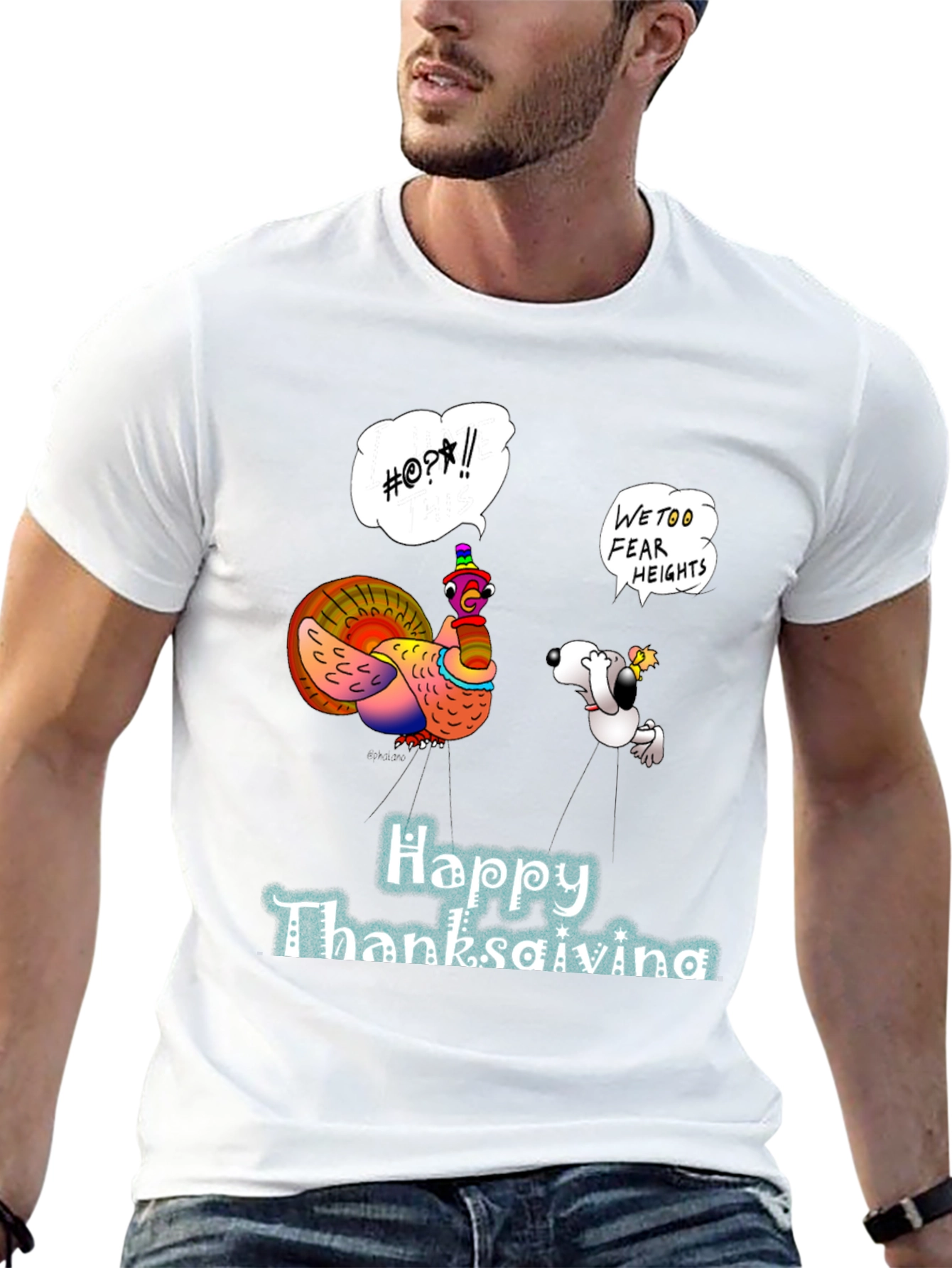 Funny Thanksgiving Turkey & Snoopy Graphic Tee