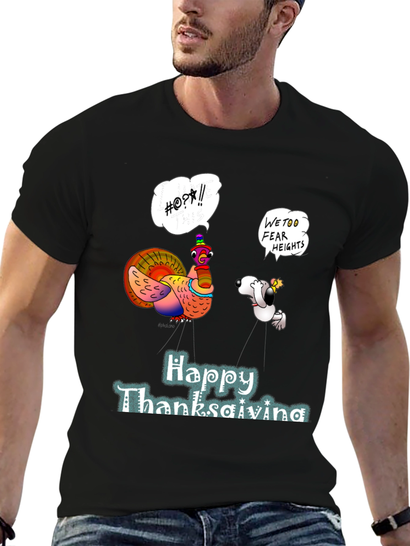 Funny Thanksgiving Turkey & Snoopy Graphic Tee