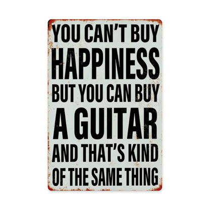 Guitar Lover Vintage Metal Tin Sign You Can¡¯t Buy Happiness Retro Music Wall Art