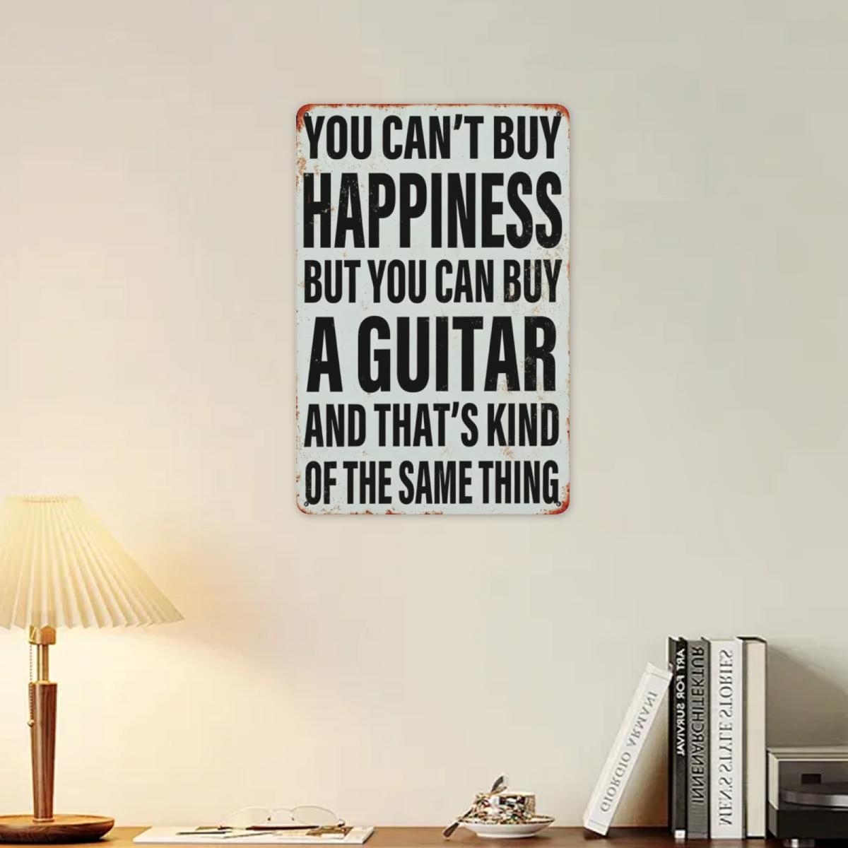 Guitar Lover Vintage Metal Tin Sign You Can¡¯t Buy Happiness Retro Music Wall Art