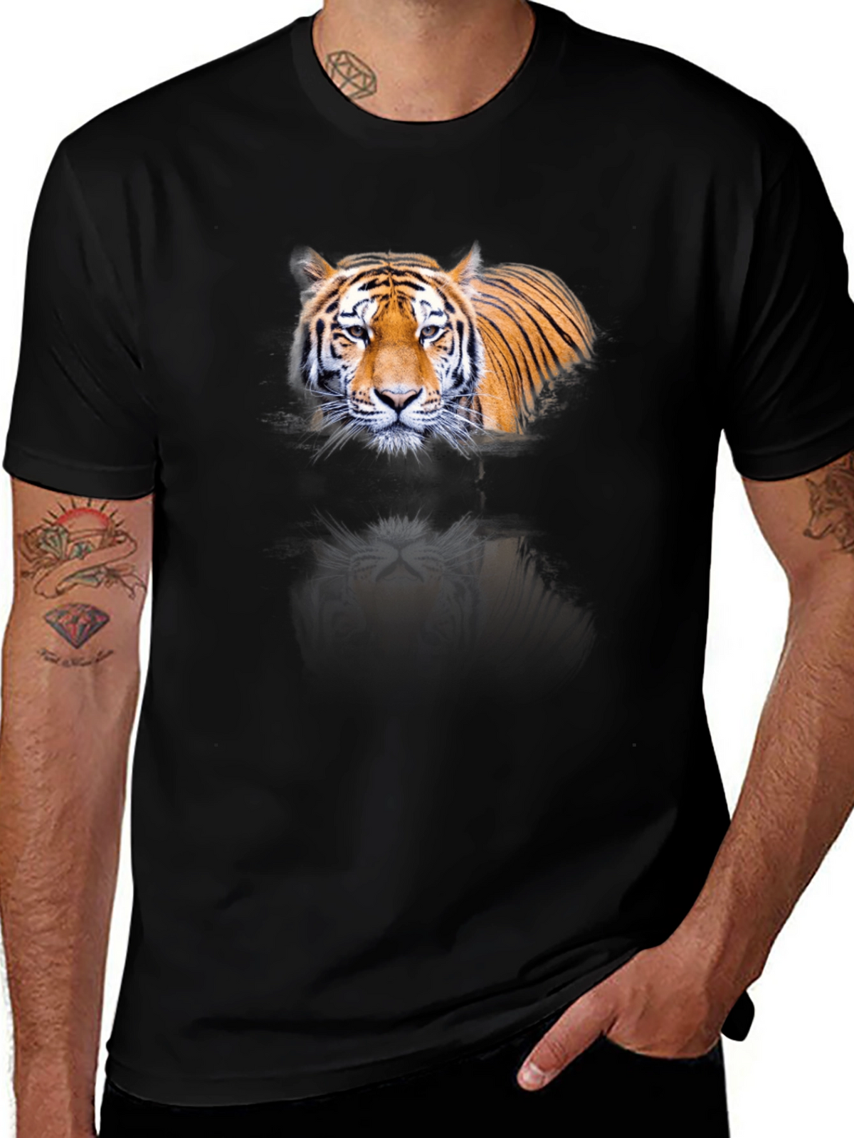 Tiger Graphic Print Black T-Shirt