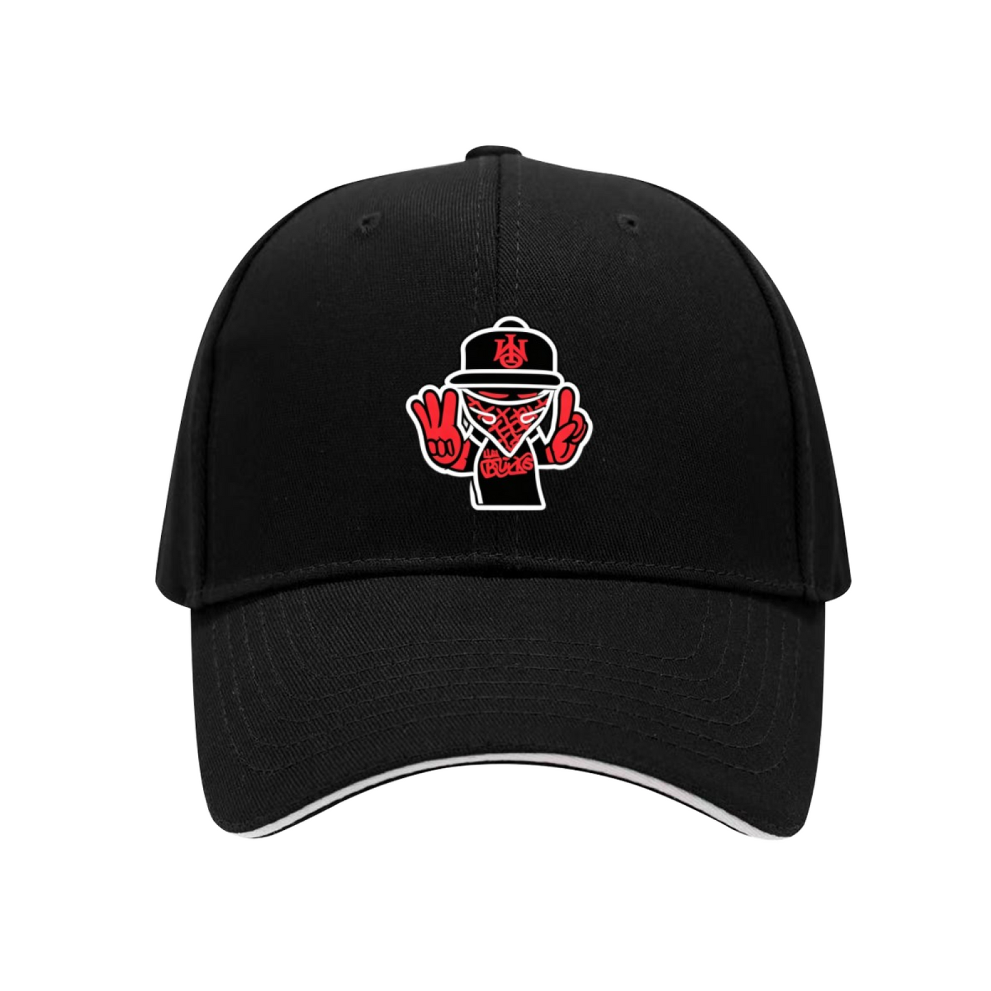 Hip Hop Mask Figure White Sandwich Brim Baseball Cap Street Culture Fashion Hat