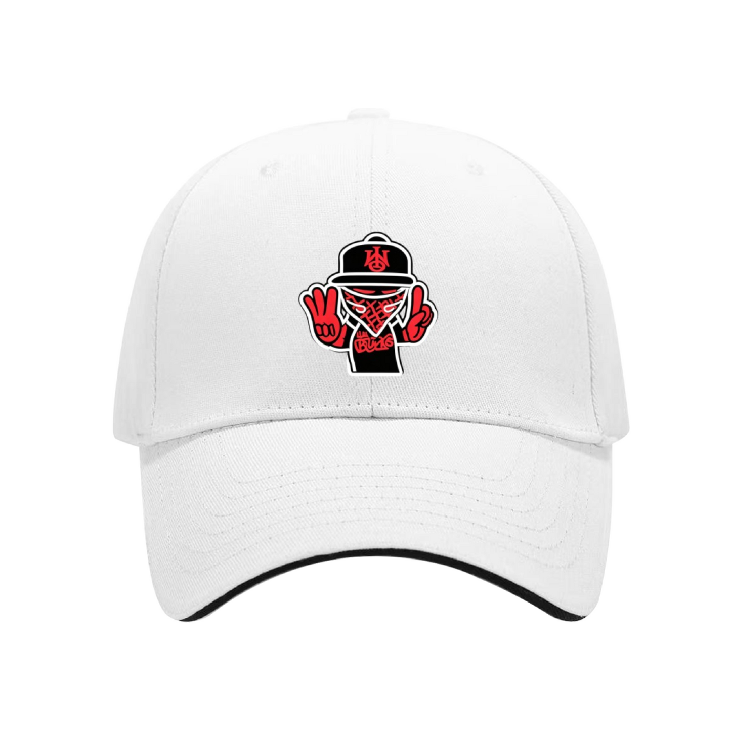 Hip Hop Mask Figure White Sandwich Brim Baseball Cap Street Culture Fashion Hat