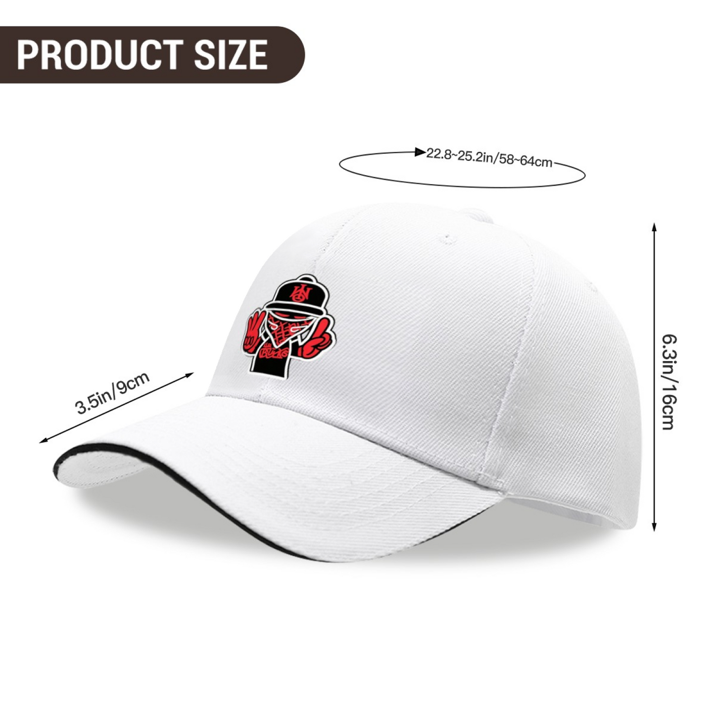 Hip Hop Mask Figure White Sandwich Brim Baseball Cap Street Culture Fashion Hat