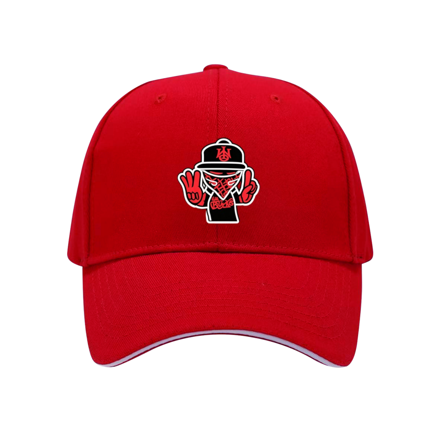 Hip Hop Mask Figure White Sandwich Brim Baseball Cap Street Culture Fashion Hat