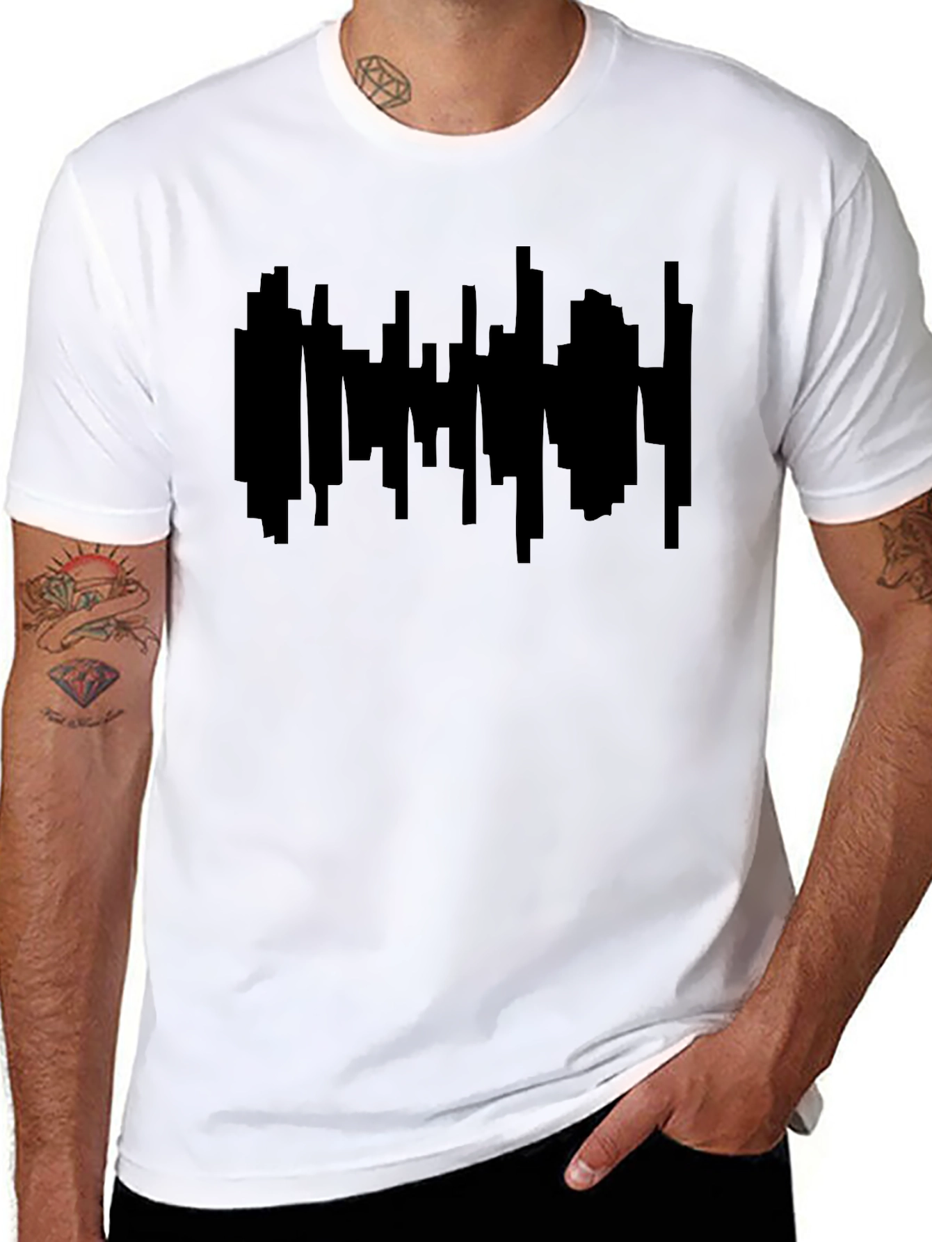 Black Cityscape Graphic Print T-Shirt
