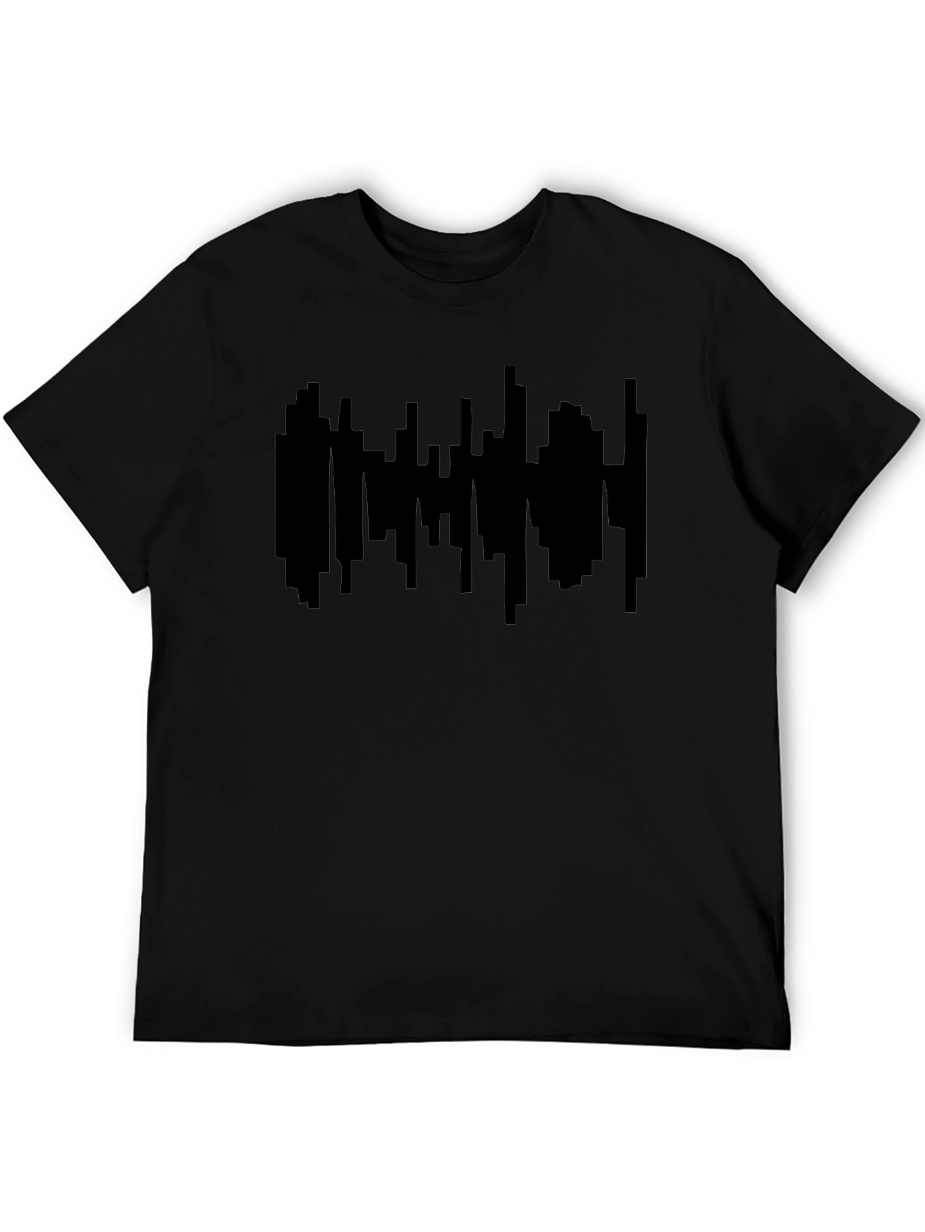 Black Cityscape Graphic Print T-Shirt