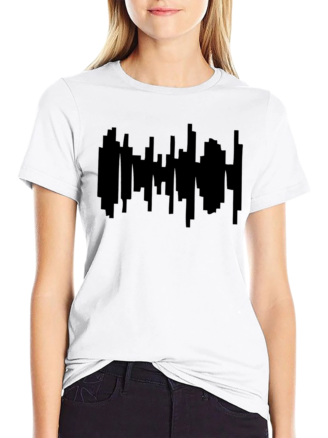 Black Cityscape Graphic Print T-Shirt