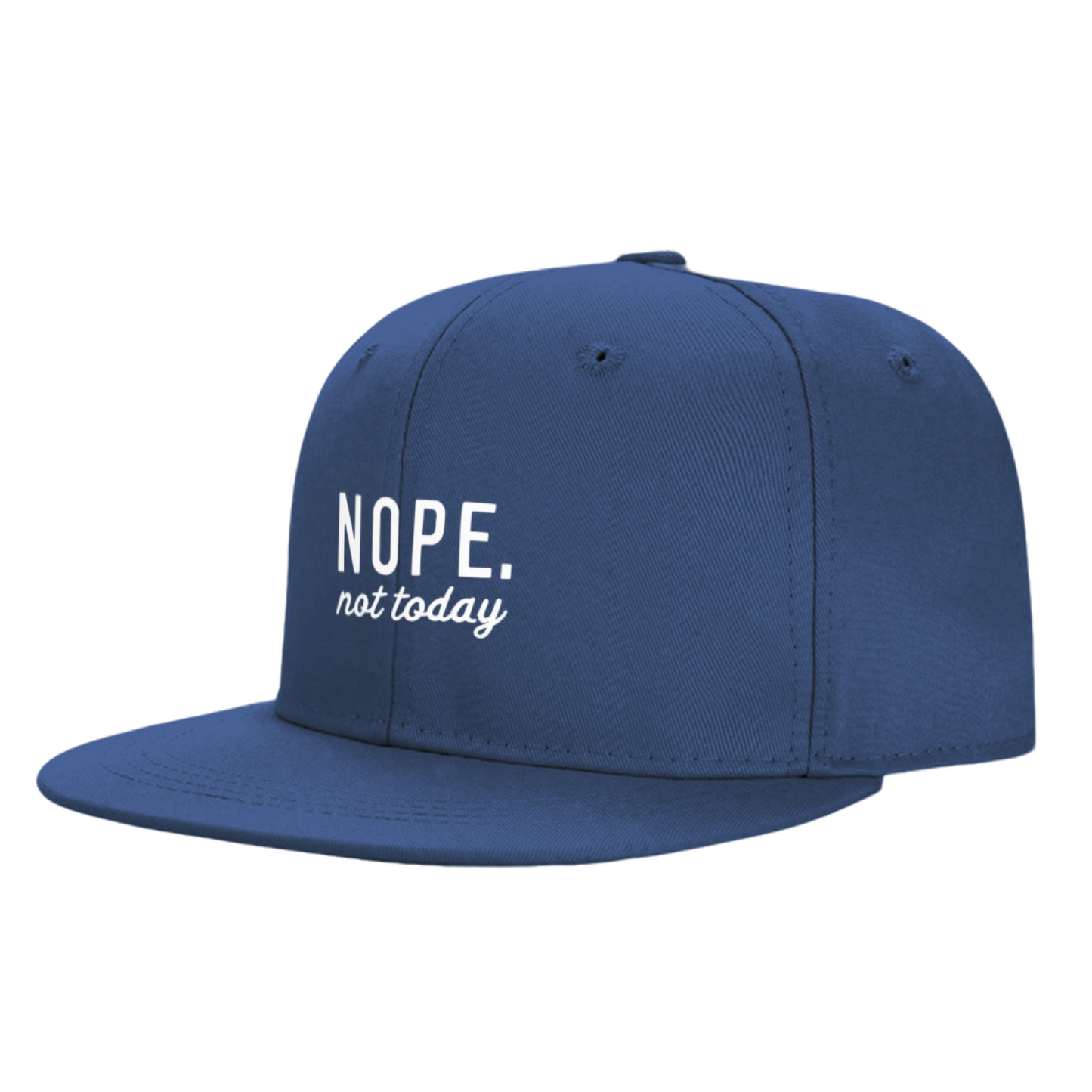 NOPE Not Today Sassy Quote Navy Flat Brim Snapback Sun Hat, Chill Lazy Mood Street Cap