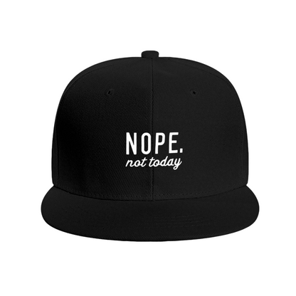 NOPE Not Today Sassy Quote Navy Flat Brim Snapback Sun Hat, Chill Lazy Mood Street Cap