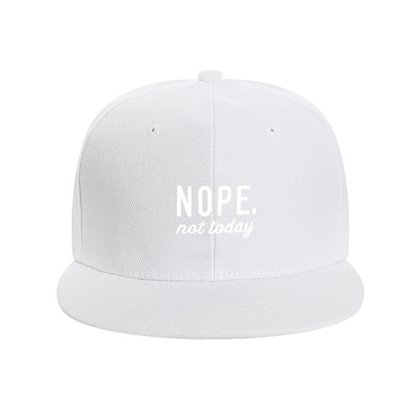 NOPE Not Today Sassy Quote Navy Flat Brim Snapback Sun Hat, Chill Lazy Mood Street Cap