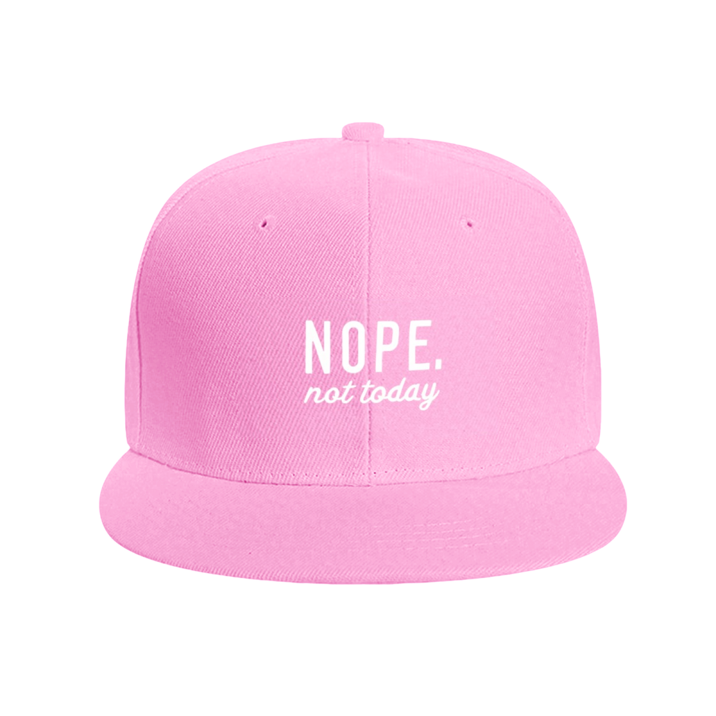 NOPE Not Today Sassy Quote Navy Flat Brim Snapback Sun Hat, Chill Lazy Mood Street Cap