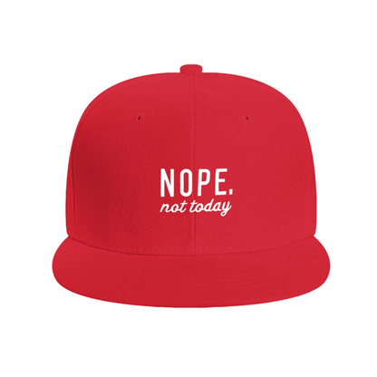 NOPE Not Today Sassy Quote Navy Flat Brim Snapback Sun Hat, Chill Lazy Mood Street Cap