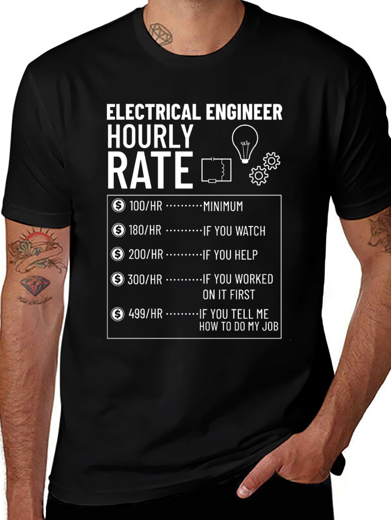 Electrical Engineer Hourly Rate T-Shirt - Funny Job Gift