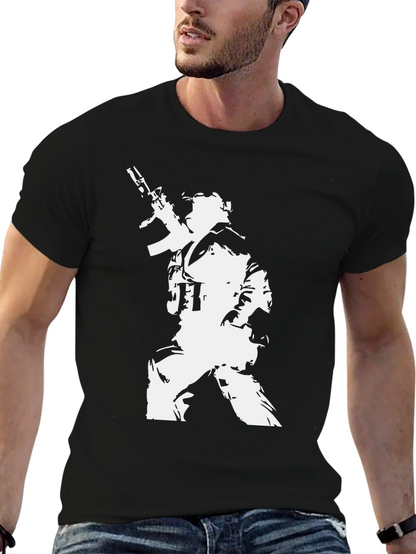 Tactical Soldier Graphic Tee - Black