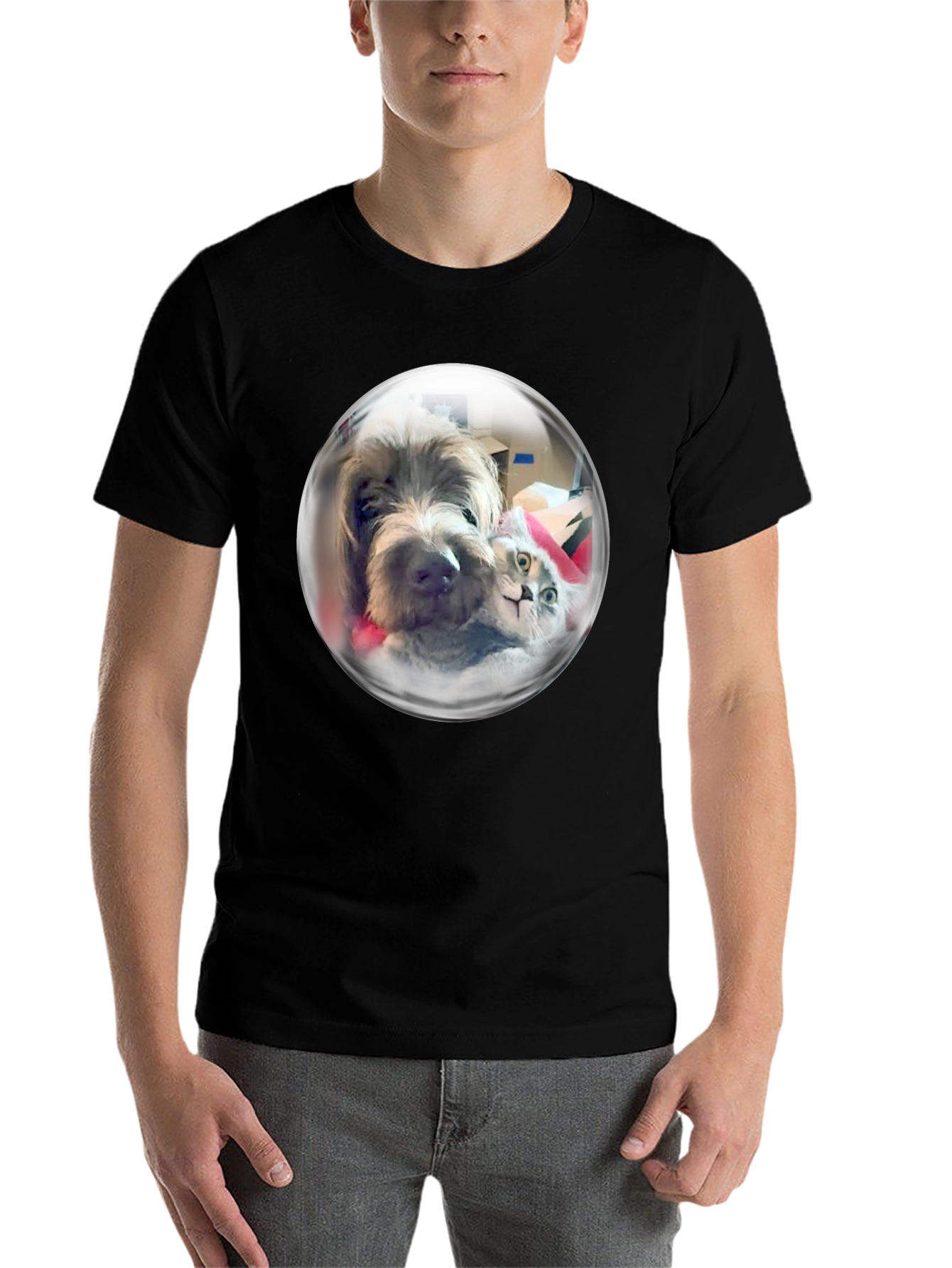 Whimsical Pet Bubble T-Shirt - Dog & Cat Design