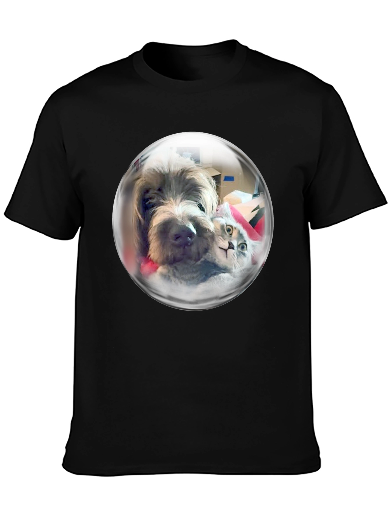 Whimsical Pet Bubble T-Shirt - Dog & Cat Design