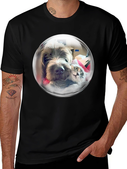 Whimsical Pet Bubble T-Shirt - Dog & Cat Design