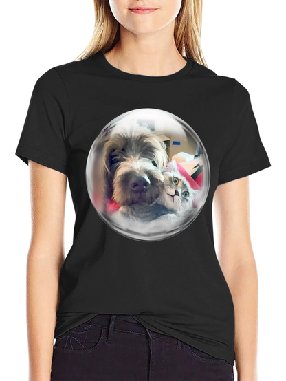 Whimsical Pet Bubble T-Shirt - Dog & Cat Design