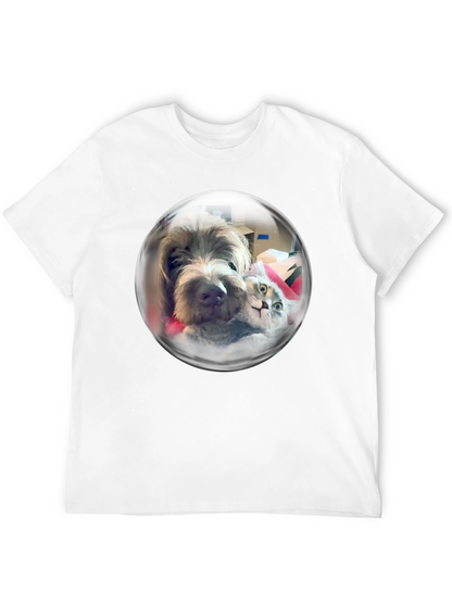 Whimsical Pet Bubble T-Shirt - Dog & Cat Design