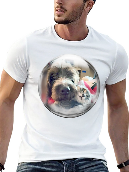 Whimsical Pet Bubble T-Shirt - Dog & Cat Design