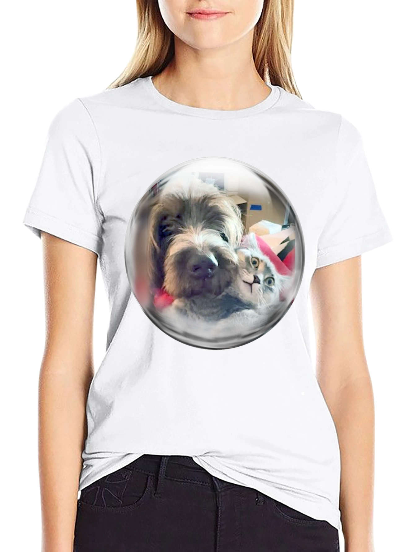 Whimsical Pet Bubble T-Shirt - Dog & Cat Design