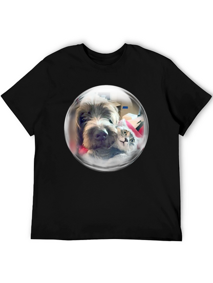 Whimsical Pet Bubble T-Shirt - Dog & Cat Design