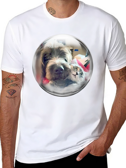 Whimsical Pet Bubble T-Shirt - Dog & Cat Design