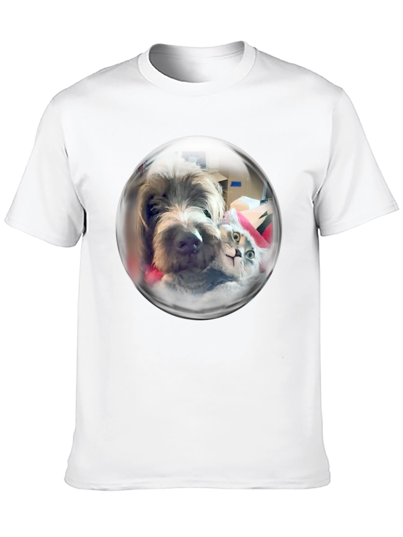 Whimsical Pet Bubble T-Shirt - Dog & Cat Design
