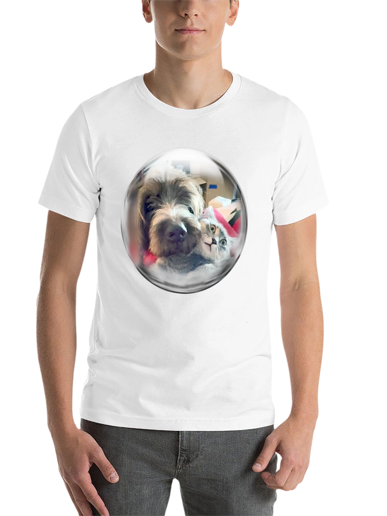 Whimsical Pet Bubble T-Shirt - Dog & Cat Design
