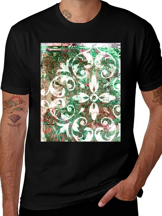 Vintage Floral Grunge Graphic Tee - Black
