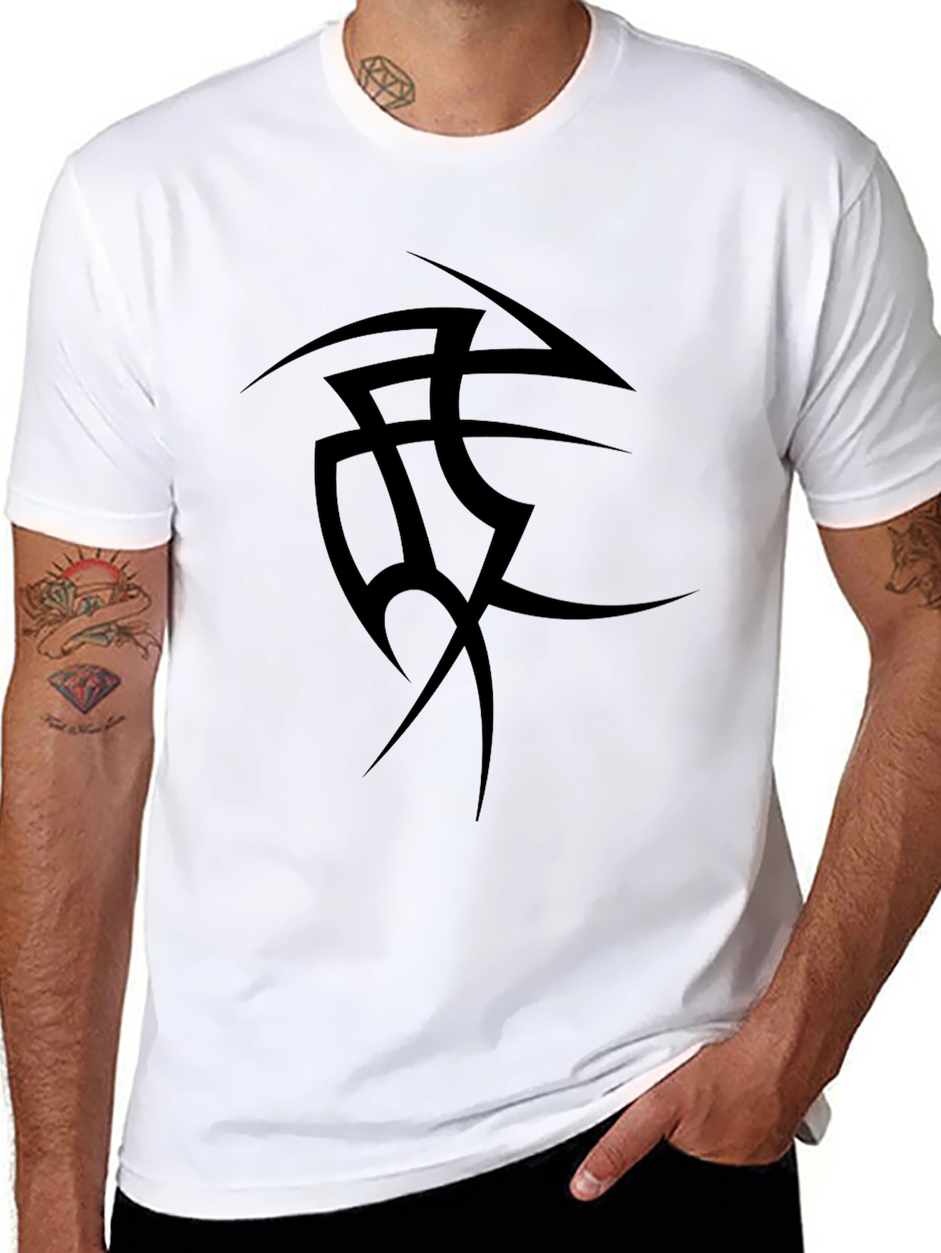 Mens Black Tribal Tattoo Graphic Tee