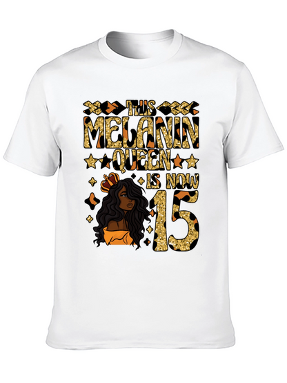 Melanin Queen 15th Birthday T-Shirt