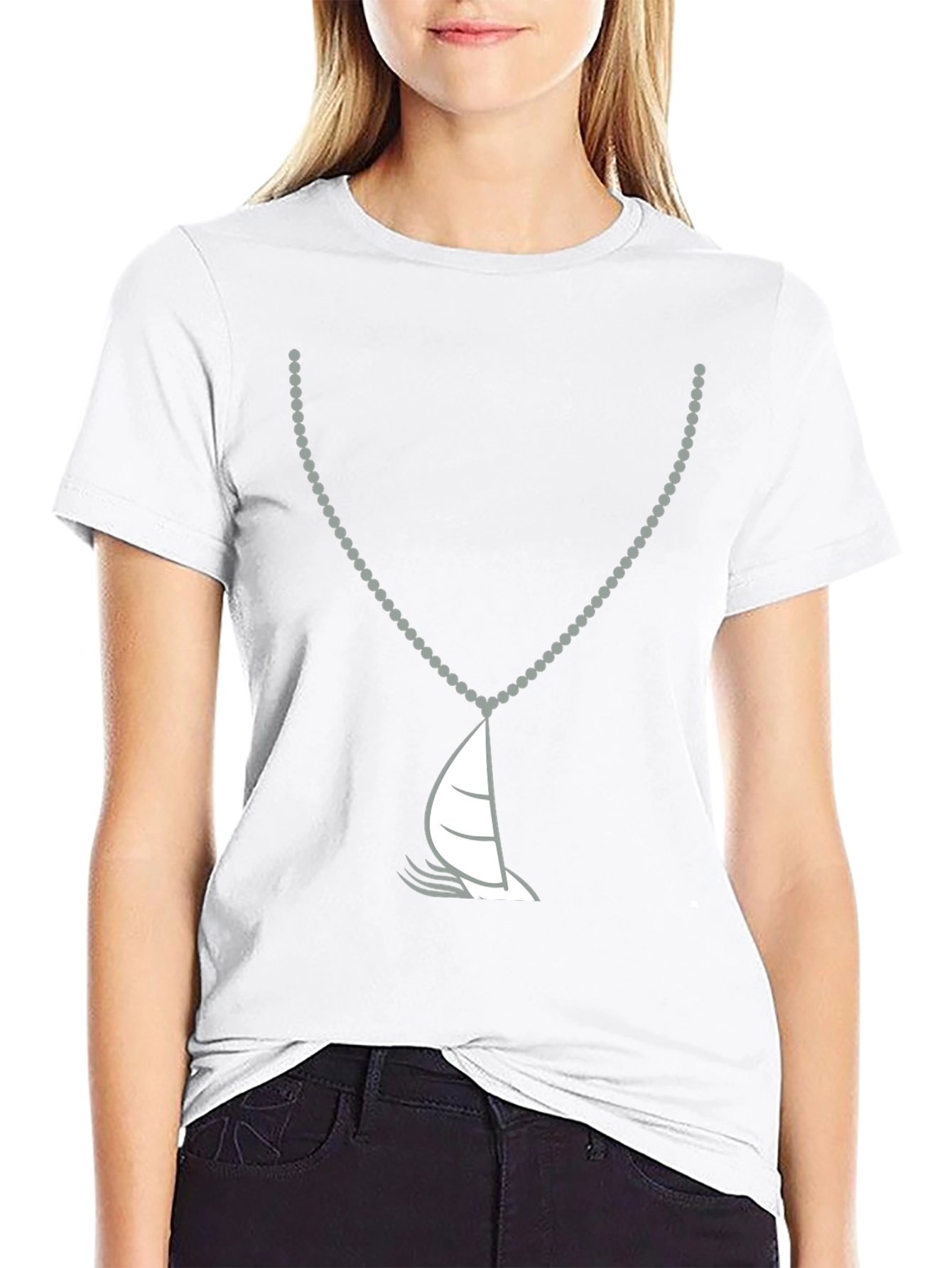 Nautical Sailboat Necklace Graphic Tee - Black