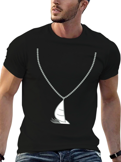 Nautical Sailboat Necklace Graphic Tee - Black