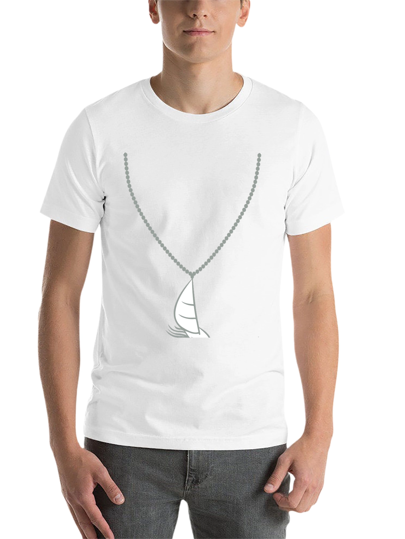 Nautical Sailboat Necklace Graphic Tee - Black