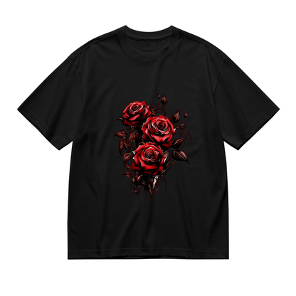 Striking Deep Red Gothic Roses Plus Size Women Printed T-Shirt
