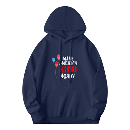 Make America Kind Again Flag Balloon Navy Hoodie, Warm Casual Unisex Top