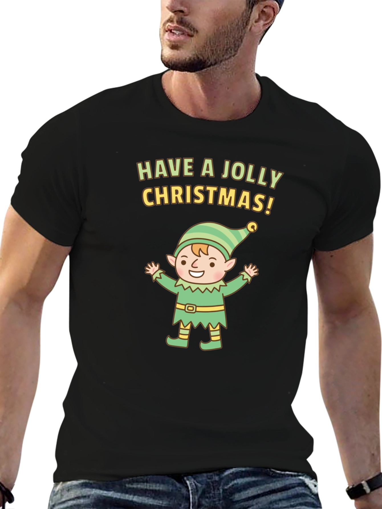 Jolly Christmas Elf Graphic Tee