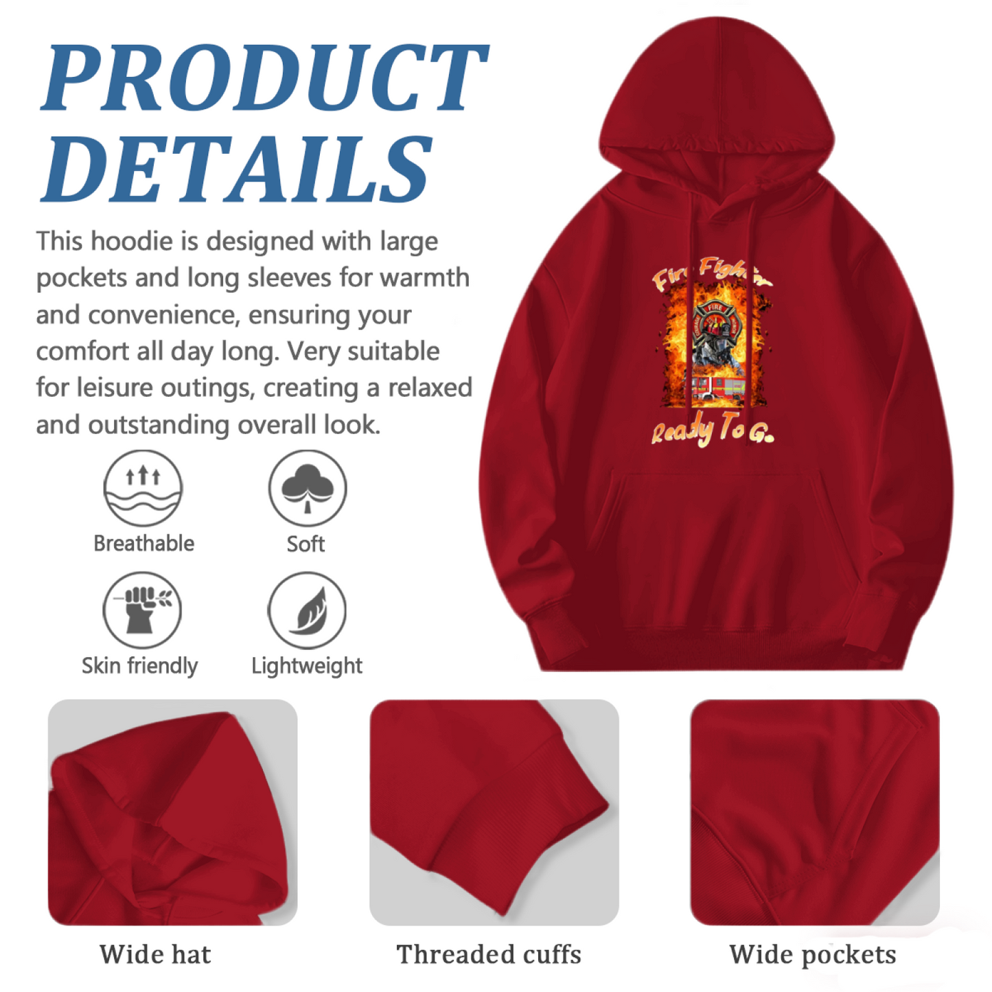 Unisex Streetwear Hoodie: FWRFREN Ready To G Print, Relaxed Fit