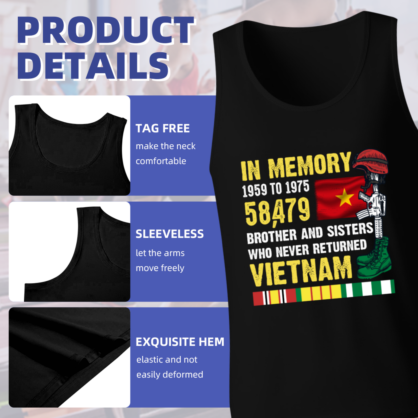 Vietnam War Memorial Honor Veteran Tank Top