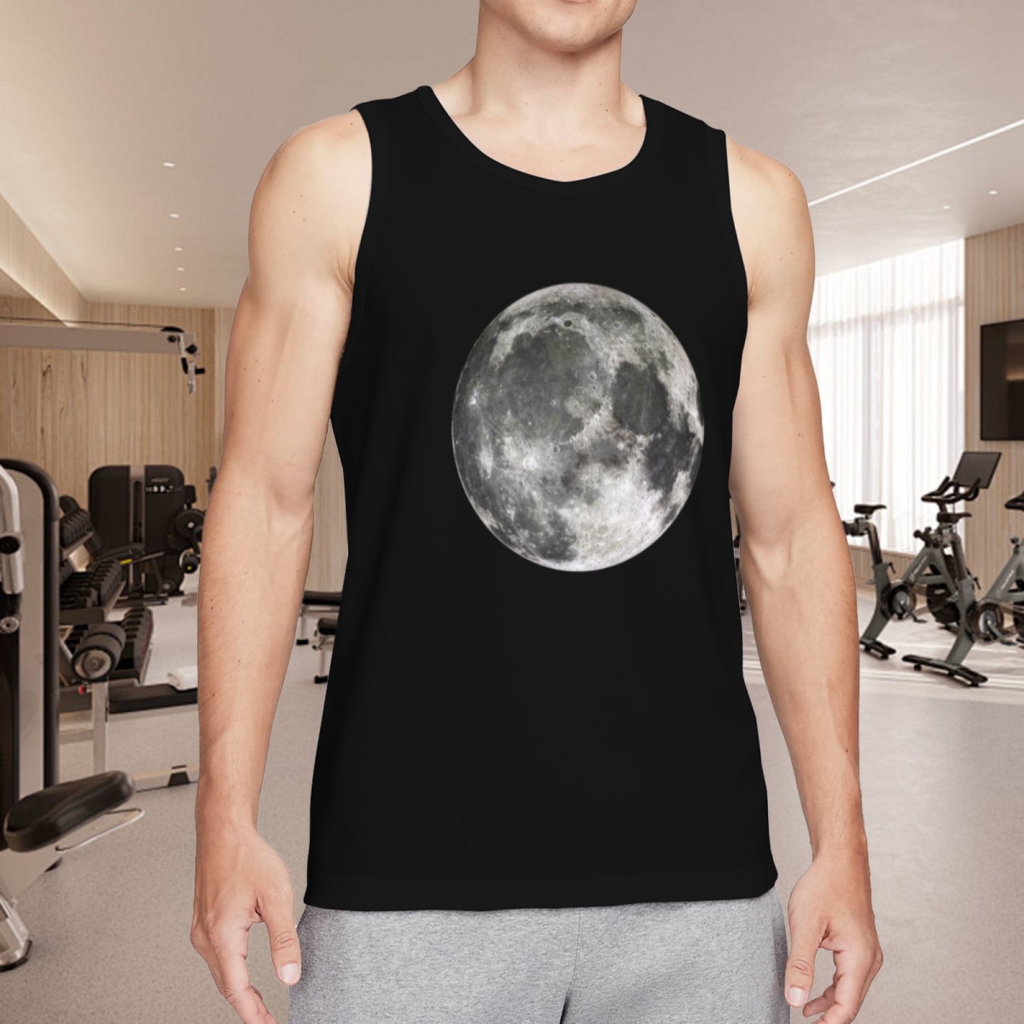 Super Real Full Moon Celestial Graphic Sleeveless Top