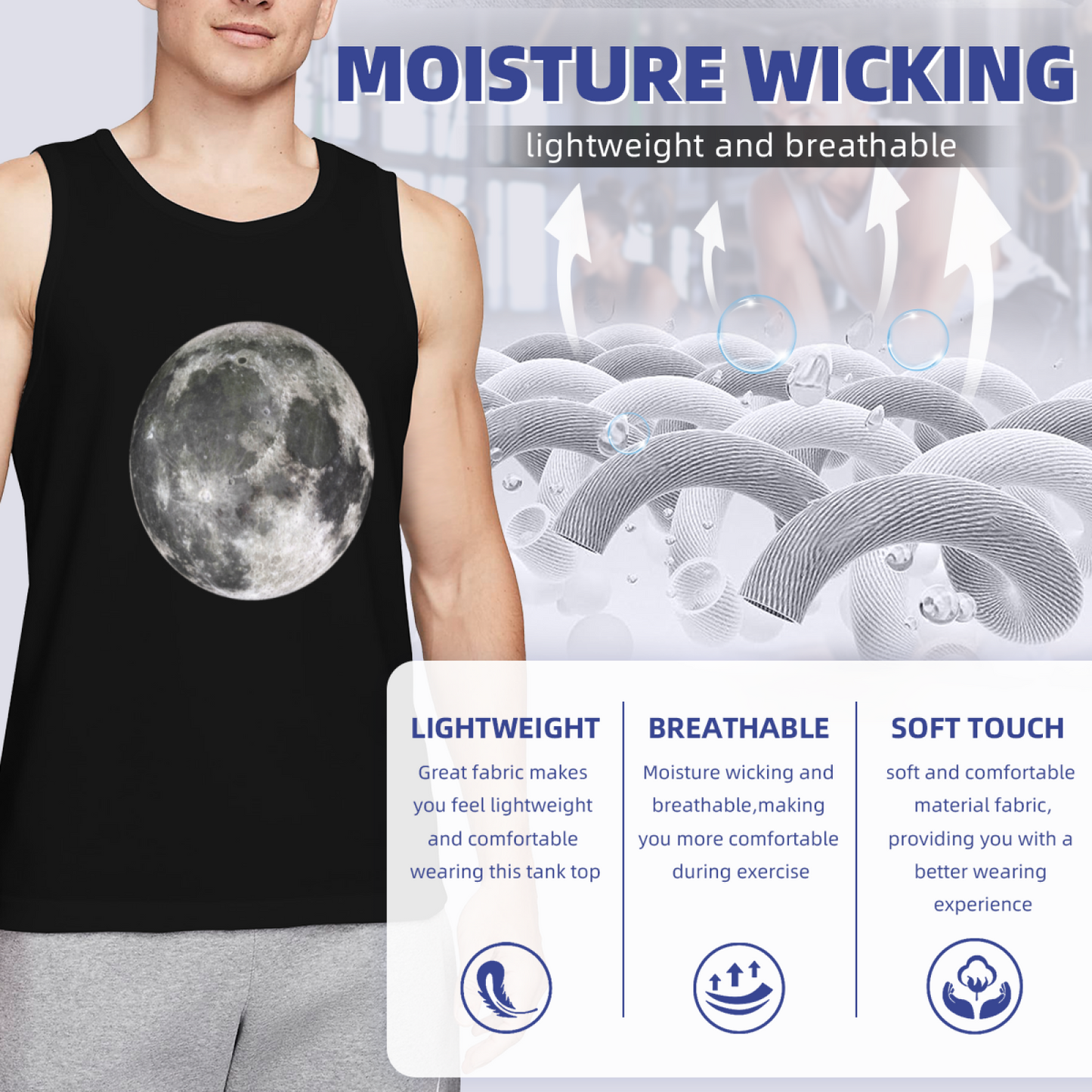 Super Real Full Moon Celestial Graphic Sleeveless Top