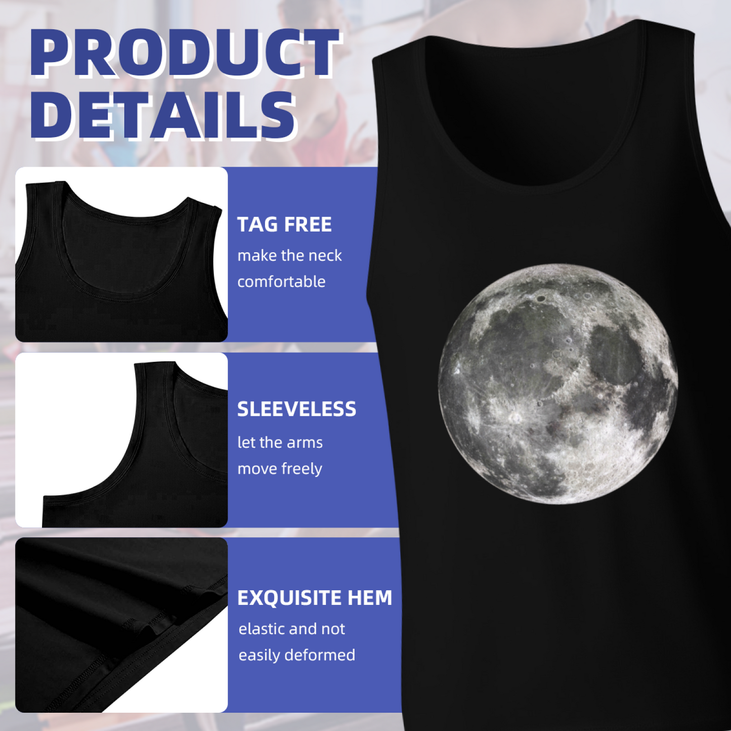 Super Real Full Moon Celestial Graphic Sleeveless Top