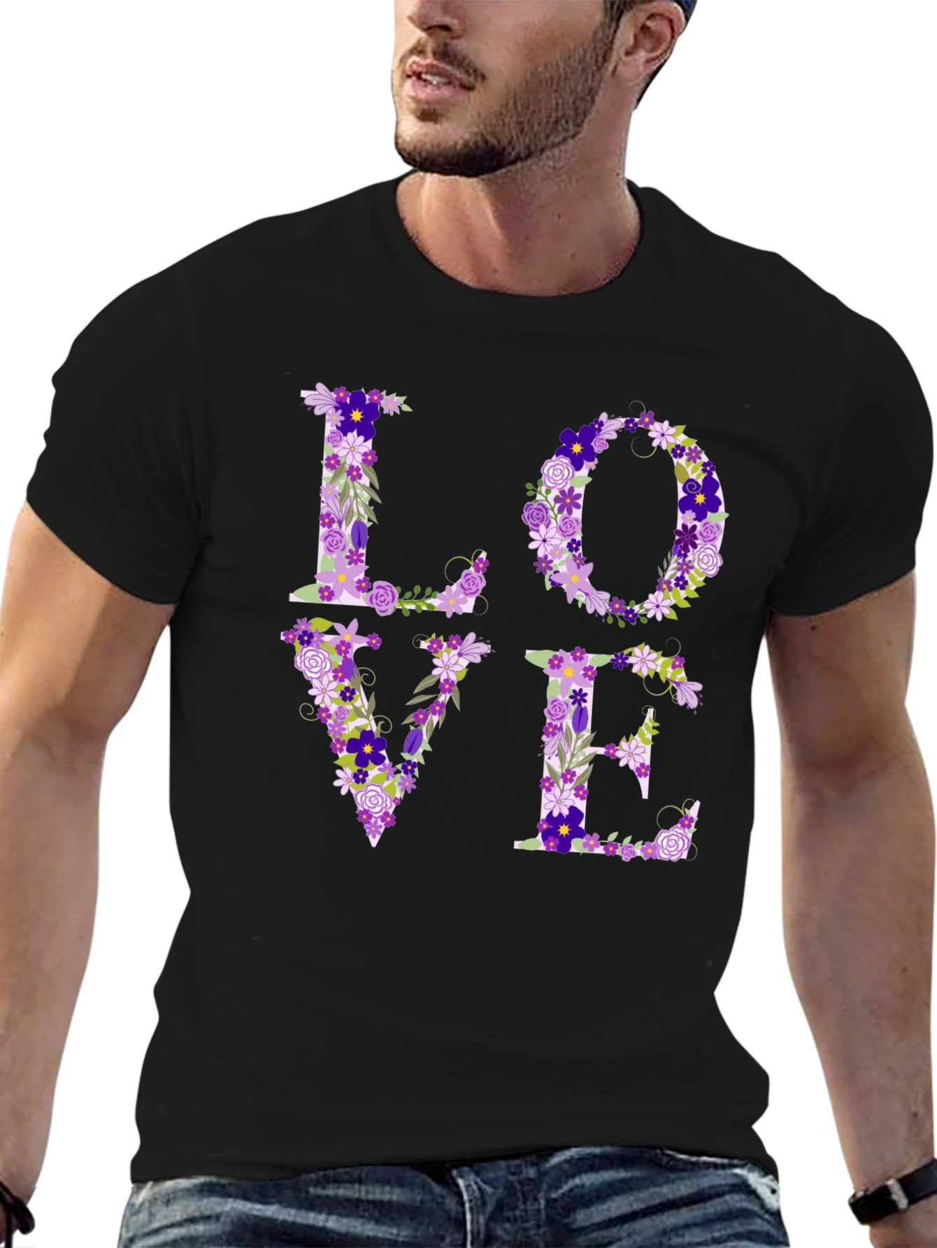 Floral LOVE Graphic Tee - Unisex Casual Shirt