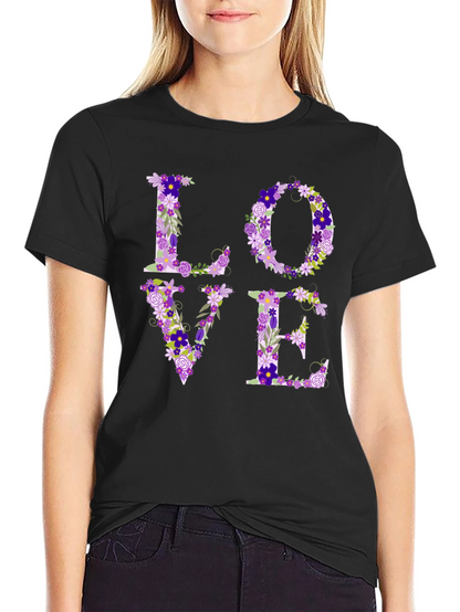 Floral LOVE Graphic Tee - Unisex Casual Shirt
