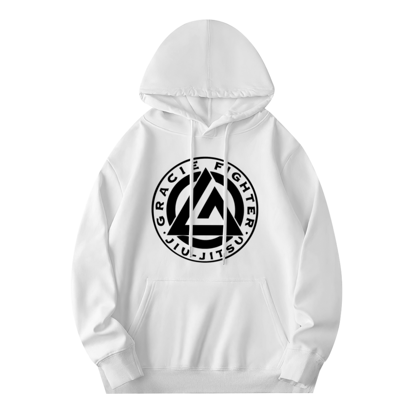 Gracie Jiu-Jitsu Fighter Logo White Hoodie, Unisex Soft Martial Arts Pullover