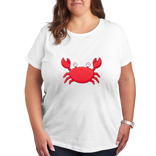 Funny Cartoon Red Crab Cute Face Graphic Plus Size Women¡¯s T-Shirt