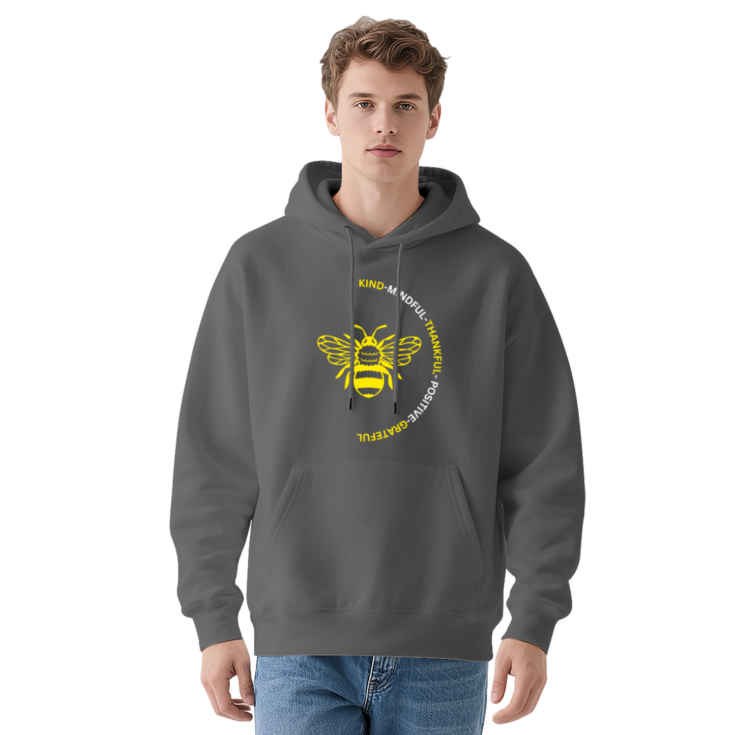 Kind Positive Bee Positive Quote Hoodie, Gentle Cozy Red Sweatshirt