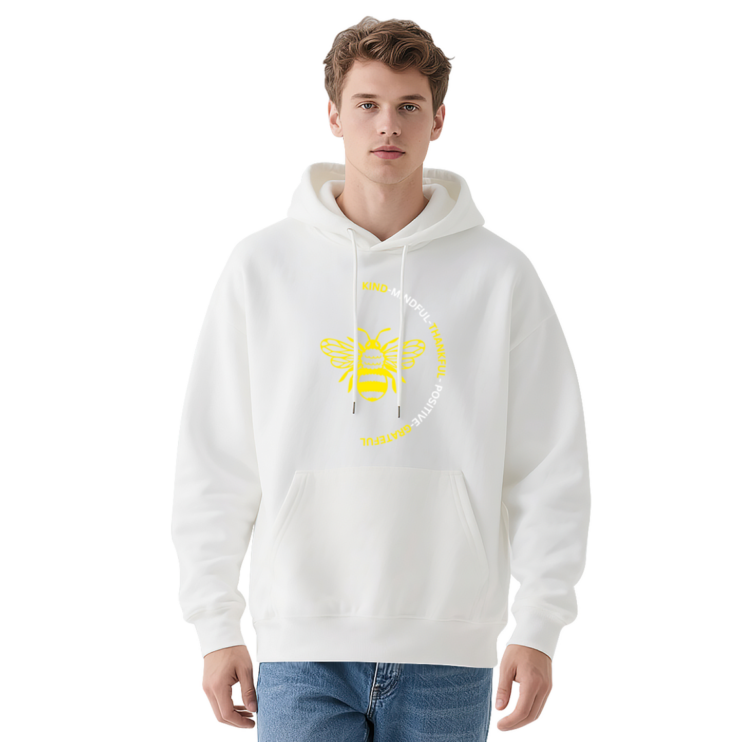 Kind Positive Bee Positive Quote Hoodie, Gentle Cozy Red Sweatshirt